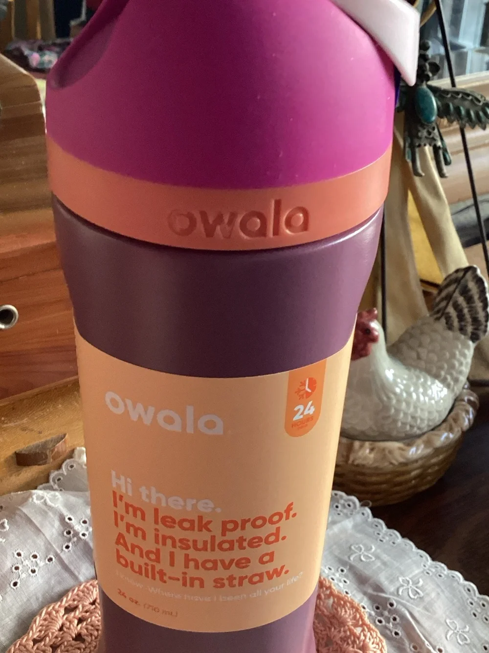 Owala Insulated Bottle — Purple with Pink Accent